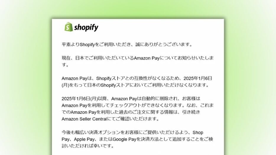 Shopifyセラーに配信された通知