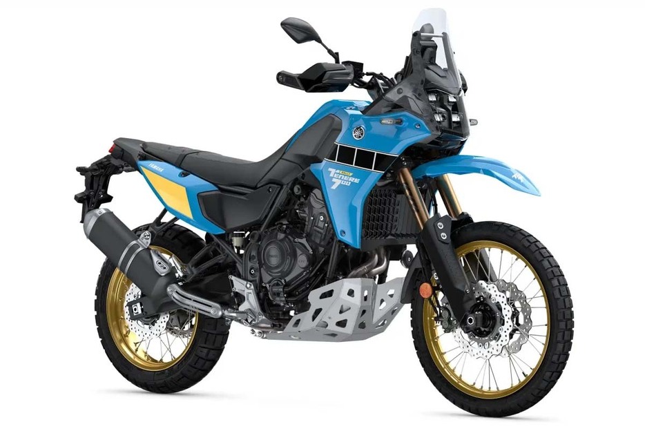 2025年型テネレ700ラリー（欧州仕様）。往年のXT600テネレをインスパイアした車体色とゴールドカラーのリムが特徴だ。