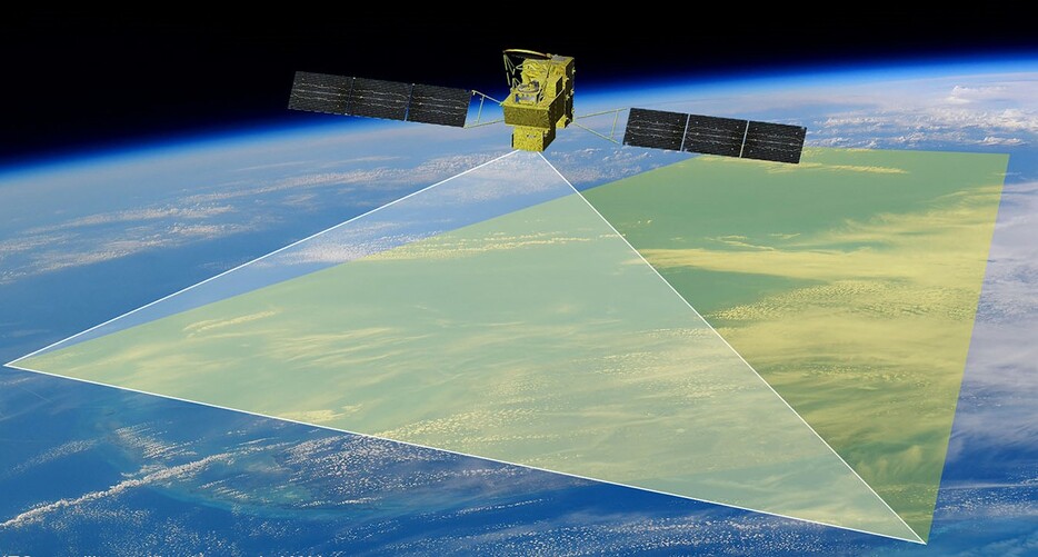 温室効果ガス・水循環観測技術衛星のイメージ（国立環境研究所、JAXA提供）