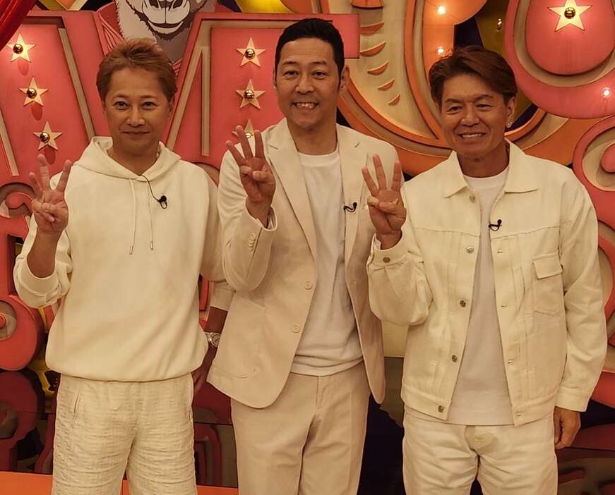 TBS系バラエティー「THE　MC3」に出演中の中居正広、東野幸治、ヒロミ＝東京・赤坂