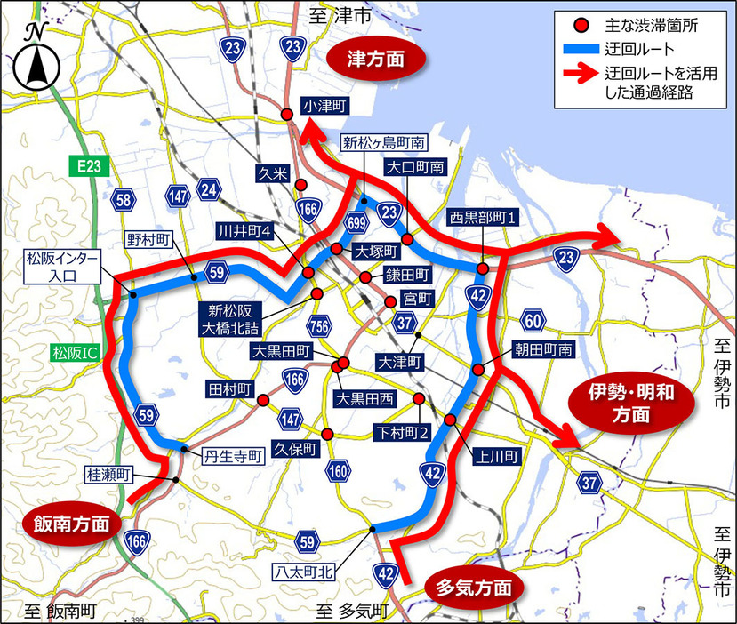 主な渋滞箇所と迂回ルート