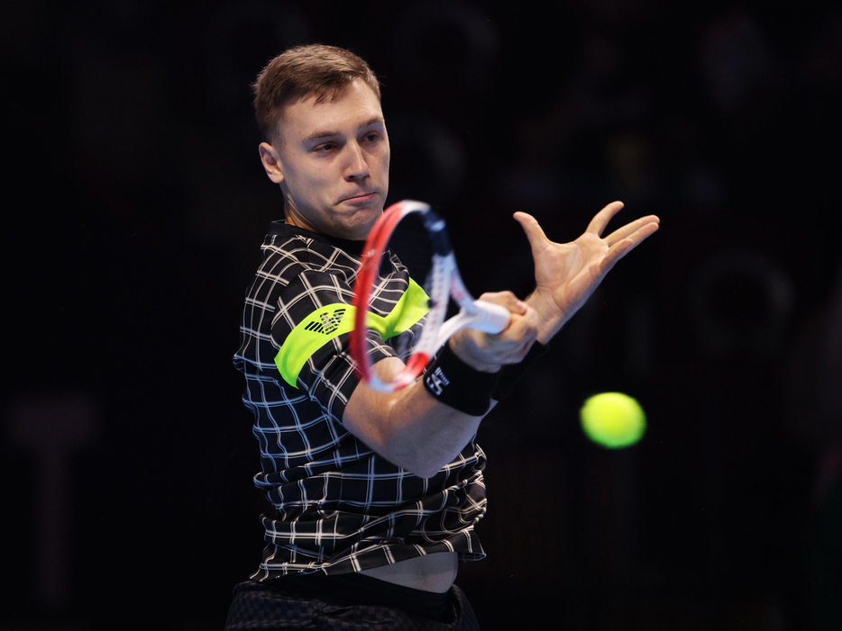 写真は2023年Next Gen ATPファイナルズ（サウジアラビア・ジッダ）でのハマド・メジェドビッチ（セルビア）（Getty Images）