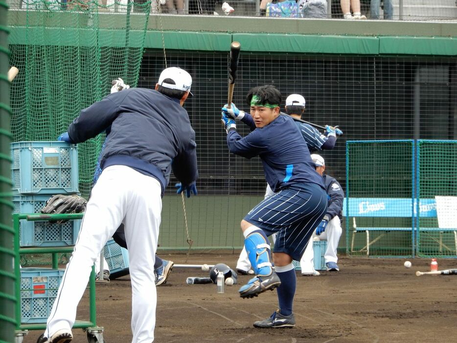 ロングティーに取り組む野村大