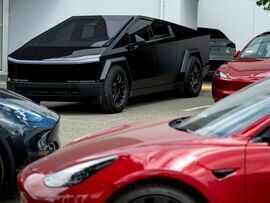 A Tesla Inc. vehicles at the company's store in Vallejo, California.