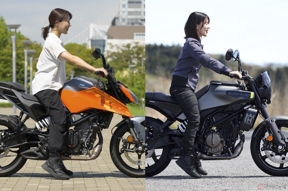 シート高は『250 DUKE』＝800mm、『スヴァルトピレン250』=820mm