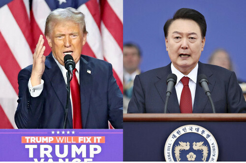 トランプ氏（左）と韓国の尹錫悦大統領＝いずれもロイター