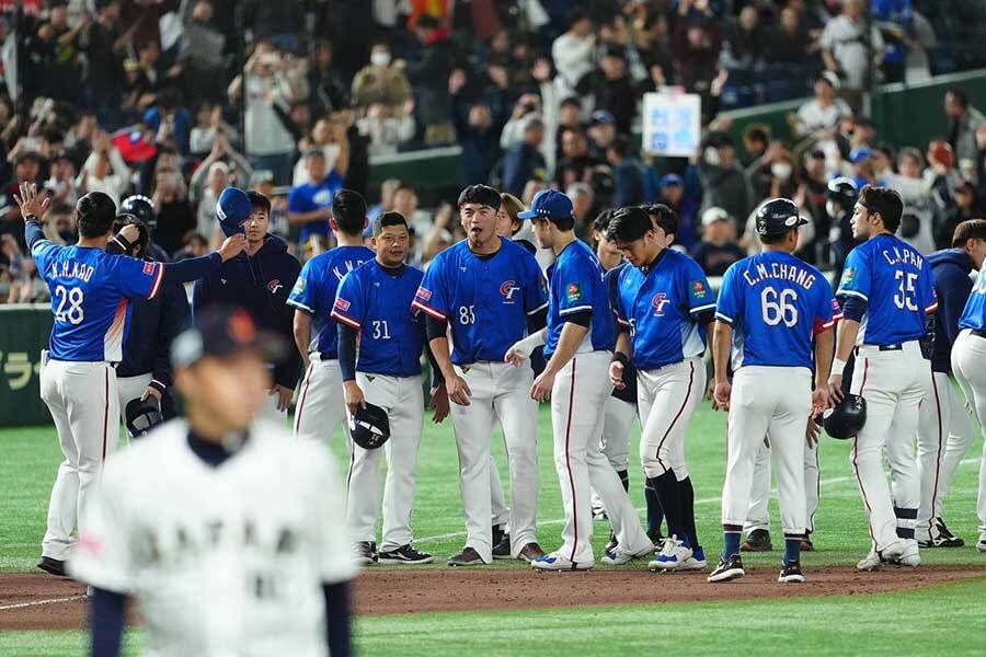 侍ジャパンに敗れたチャイニーズ・タイペイ代表【写真：小林靖】