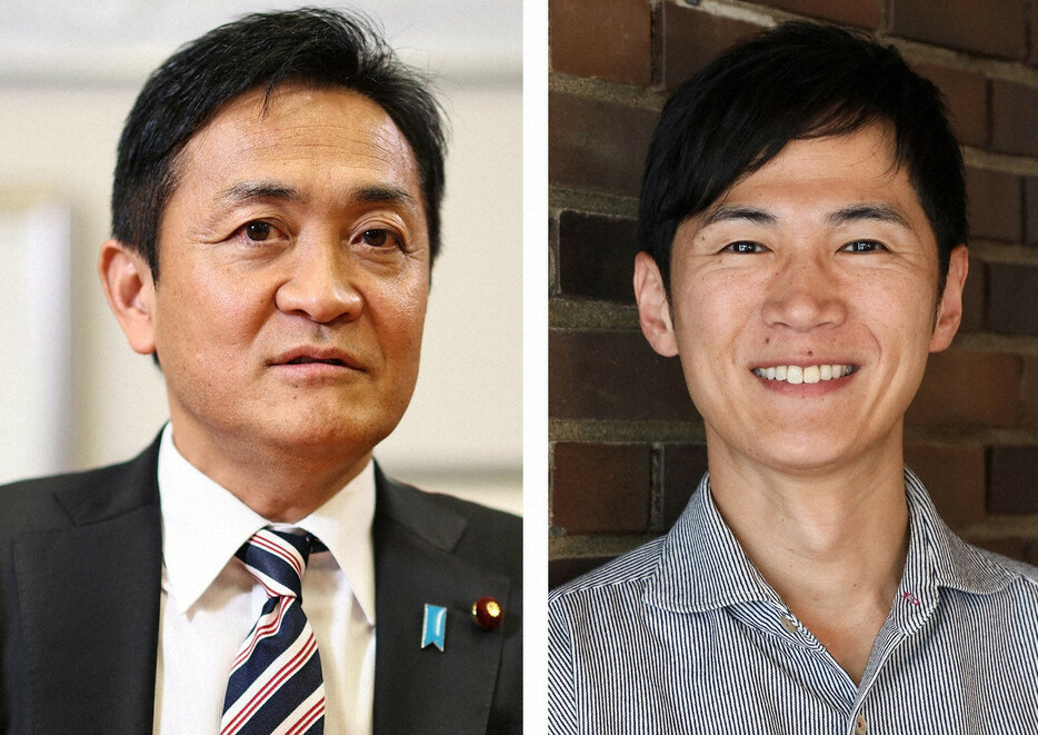 左・玉木雄一郎氏＝玉城達郎撮影、右・石丸伸二氏＝尾籠章裕撮影