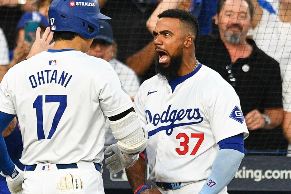 大谷とのコミュニケーションも何かと話題となっていたT・ヘルナンデス。(C)Getty Images