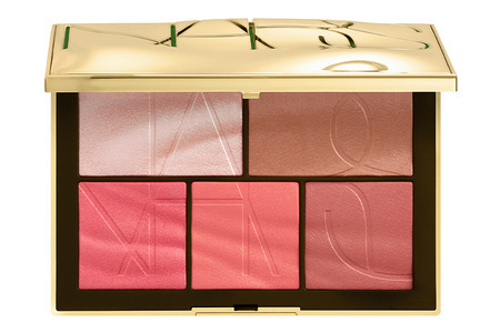 NARS ピュアラグジュアリー ライトリフレクティング チーク ＆ア イパレット（カラー：上段左からBOMBSHELL オパールセントピンクパール、BLONDE CRAZY ソフトニュートラルブラウン、下段左からRED DUST ドーリーピンク、ROUG…