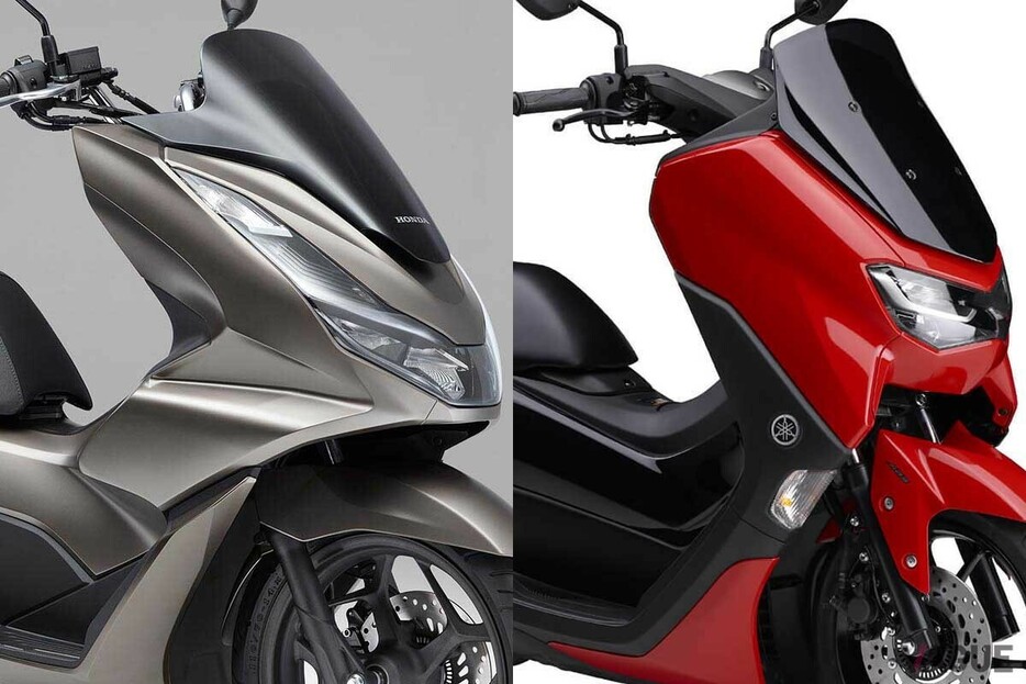 ホンダ「PCX160」（左）とヤマハ「NMAX155」（右）