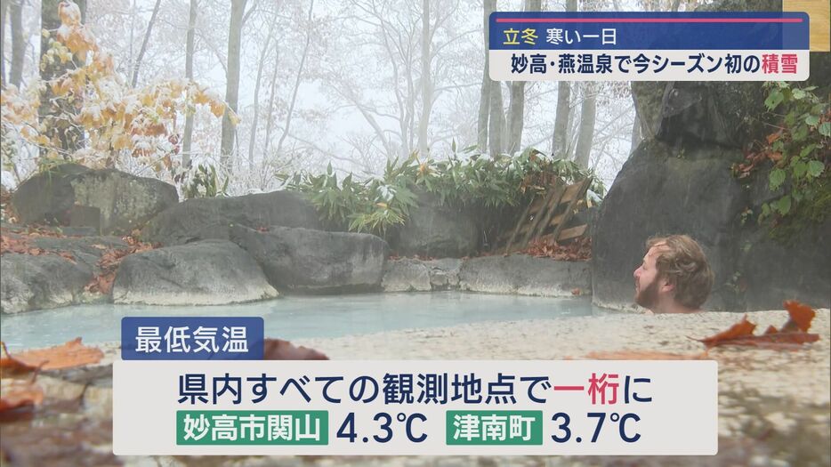 妙高市関山4.3℃、津南3.7℃など最低気温が1桁に