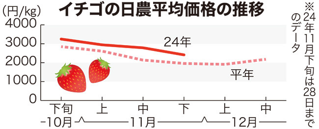 イチゴの日農平均価格の推移