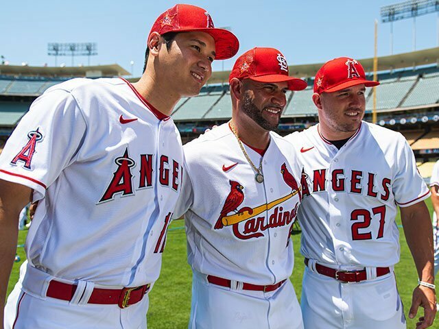 2022年オールスターウィークでの（左から）大谷翔平、プホルス、トラウト photograph by Matt Thomas/San Diego Padres/Getty Images