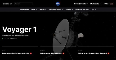 NASAの「ボイジャー1号」、通信停止から運用を再開（画像は公式サイトより、以下同）