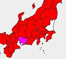 ピンクの部分が愛知県、さて、白は……？