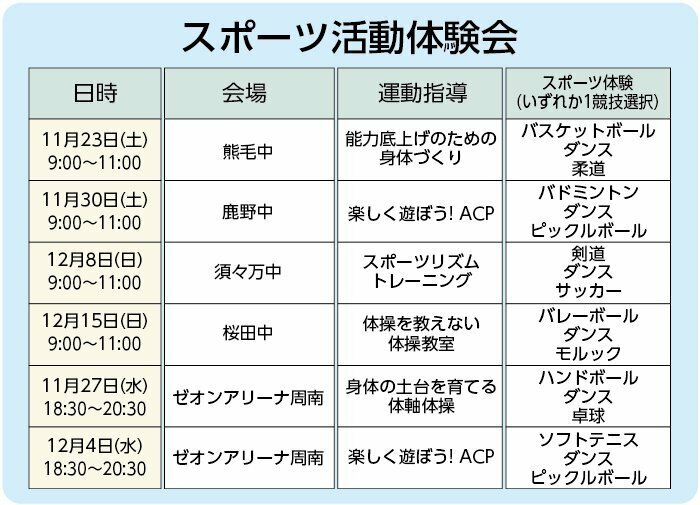 スポーツ活動体験会