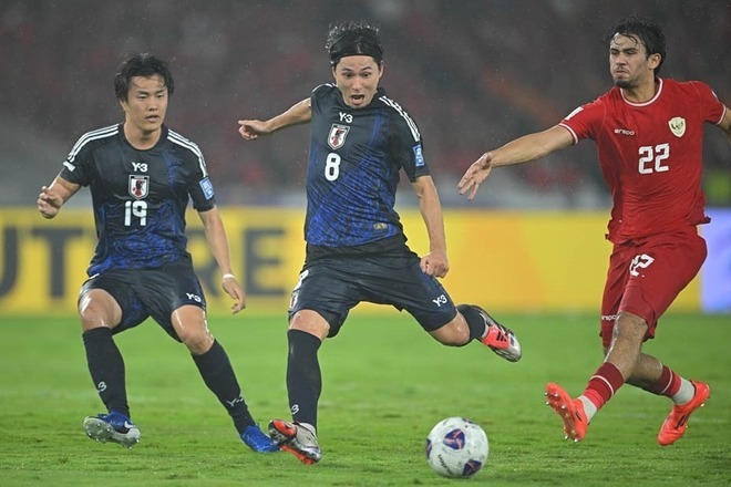 南野のゴールなどで日本が敵地でインドネシアを下した。写真：金子拓弥（サッカーダイジェスト写真部／現地特派）