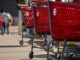 Shopping carts outside a Target store in Albany, California.