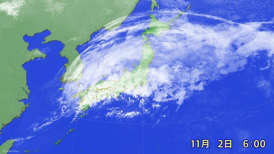 2日午前6時の気象衛星画像