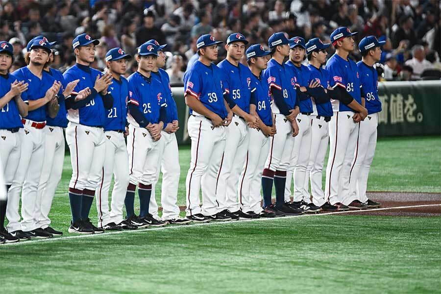 日本との決勝戦に臨んだ台湾【写真：中戸川知世】