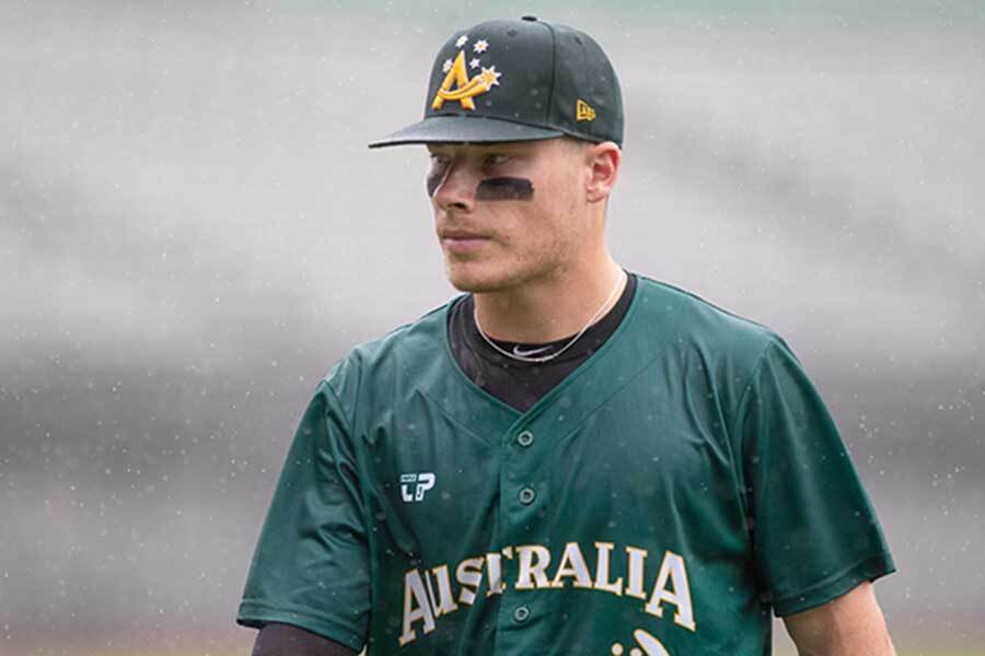 豪州代表のトラビス・バザーナ【写真提供：Baseball Australia】