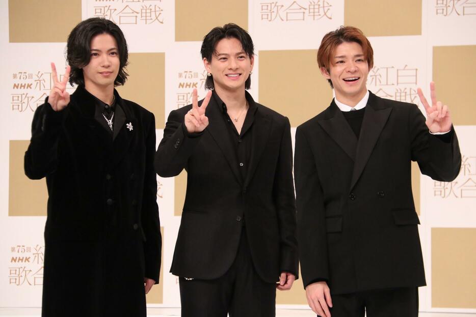 「第75回NHK紅白歌合戦」の出場歌手発表会見に出席した「Number_i」