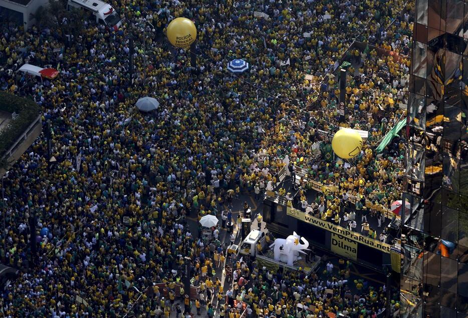 ブラジルで今年2度目の大規模デモ＝4月12日（写真：ロイター/アフロ）