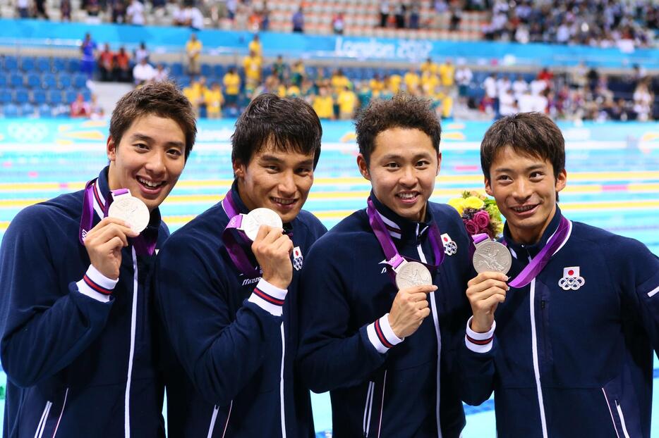 ロンドン五輪、男子400mメドレーリレーで銀＝2012年8月4日（写真：YUTAKA/アフロスポーツ）