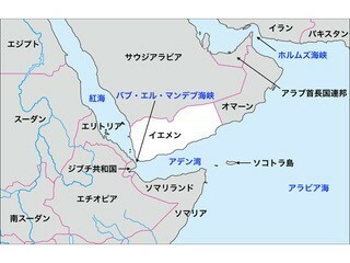 イエメンと周辺国の地図