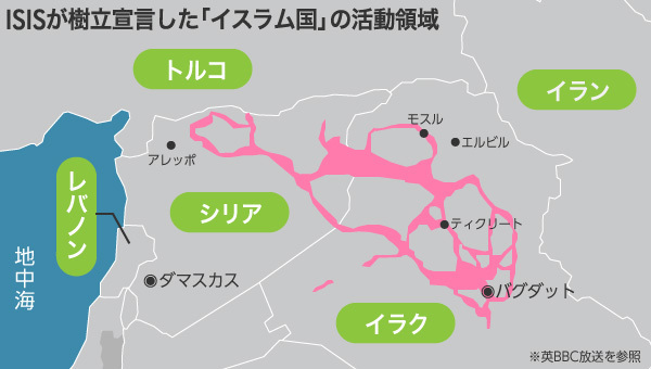 [地図]モスルとエルビルの位置関係