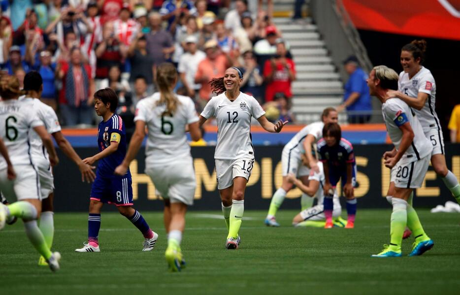 日本に勝利し喜ぶアメリカ代表＝2015年7月5日（写真：USA TODAY Sports/アフロ）