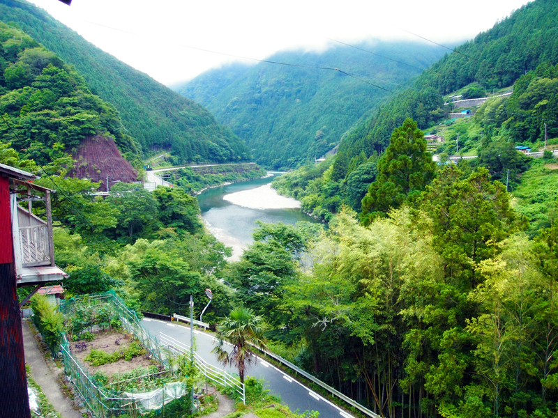 [写真]窓から見える天竜川。若い頃は仕事で汗をかくと飛び込んで涼んだそうだ