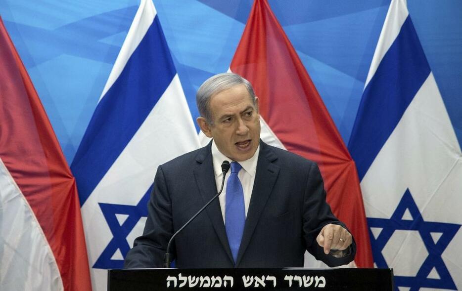 [写真]イラン核協議の合意を批判するイスラエルのネタニヤフ首相（代表撮影/ロイター/アフロ）