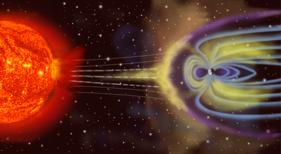 [画像]太陽風と惑星固有の磁場の相互作用（c）NASA