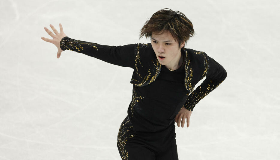 フィギュアスケート男子で銅メダルを獲得した宇野昌磨選手（写真：ロイター/アフロ）