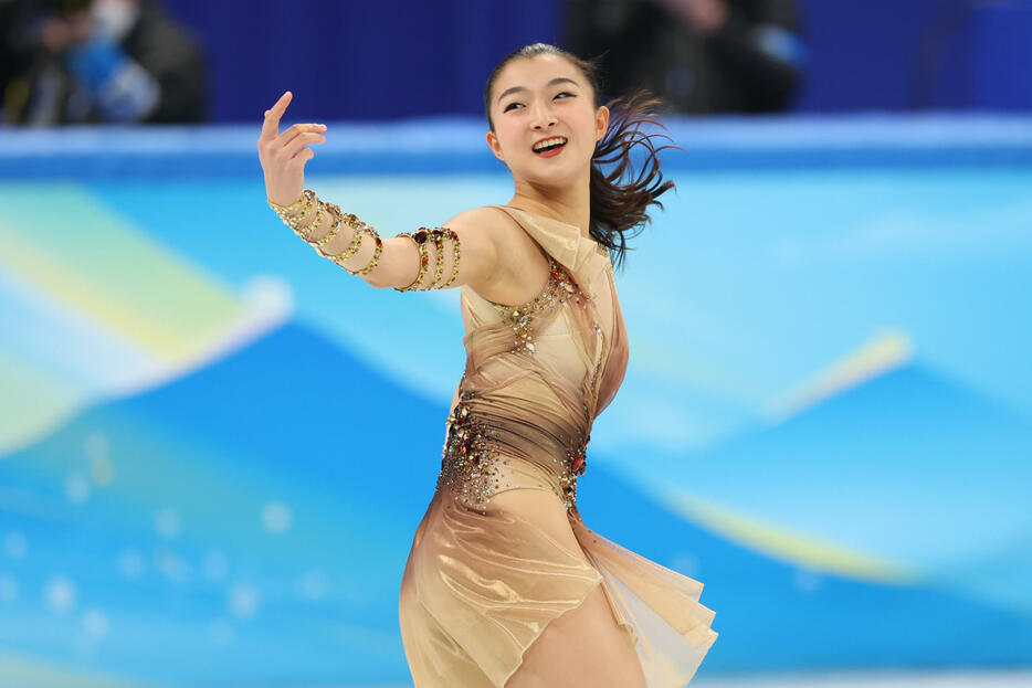 フィギュア女子シングルSPで坂本花織がノーミスの演技で3位発進(写真：YUTAKA/アフロスポーツ)