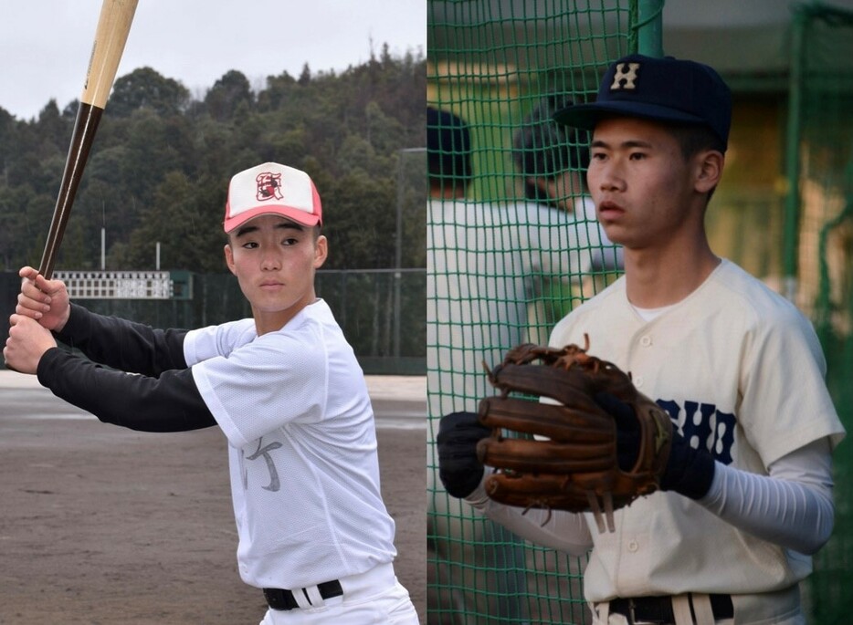 広陵の執行愛矢外野手（左）と広島商の得山大輝内野手