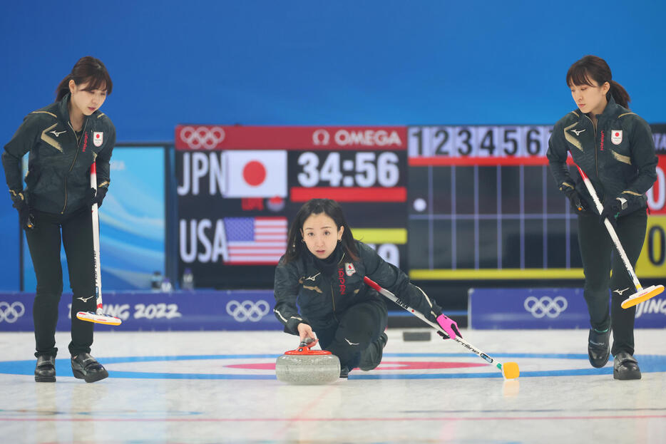 日本代表ロコ・ソラーレは米国を破り準決勝進出に王手をかけたが1次リーグ最終戦は強敵のスイスだ(写真：YUTAKA/アフロスポーツ)