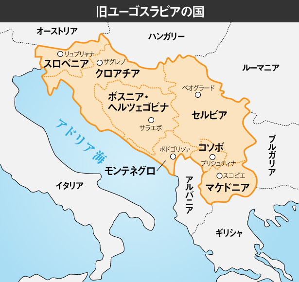 [地図]コソボとセルビア、アルバニアの位置関係