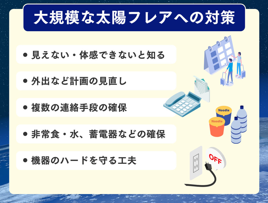 大規模な太陽フレアへの対策