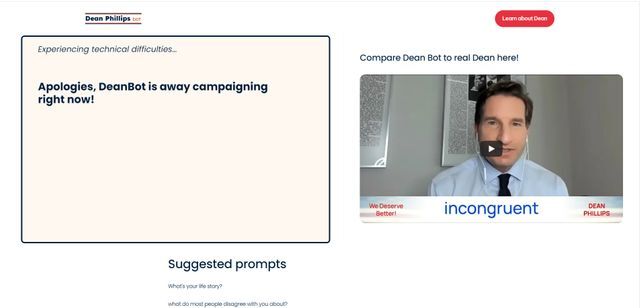民主党・フィリップス下院議員の“対話型AI”。議員の支持団体が公開していた。