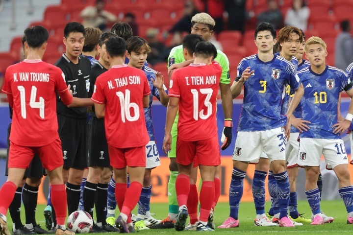 グループリーグ初戦で4ゴールを決めた日本がベトナムに勝利。ただ、セットプレーから2失点を喫した。(C)Getty Images