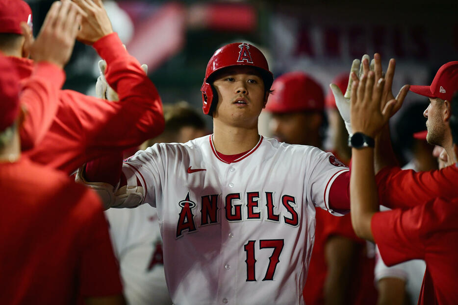 大谷翔平が本塁打王争いで1本差に迫る45号を10試合ぶりに放った（写真：USA TODAY Sports/ロイター/アフロ）