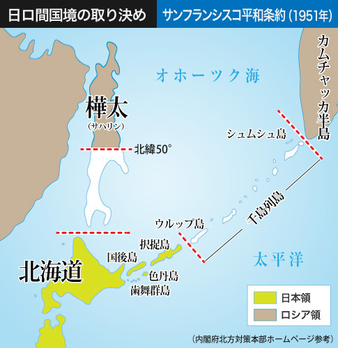 [地図]北方領土と千島列島の位置