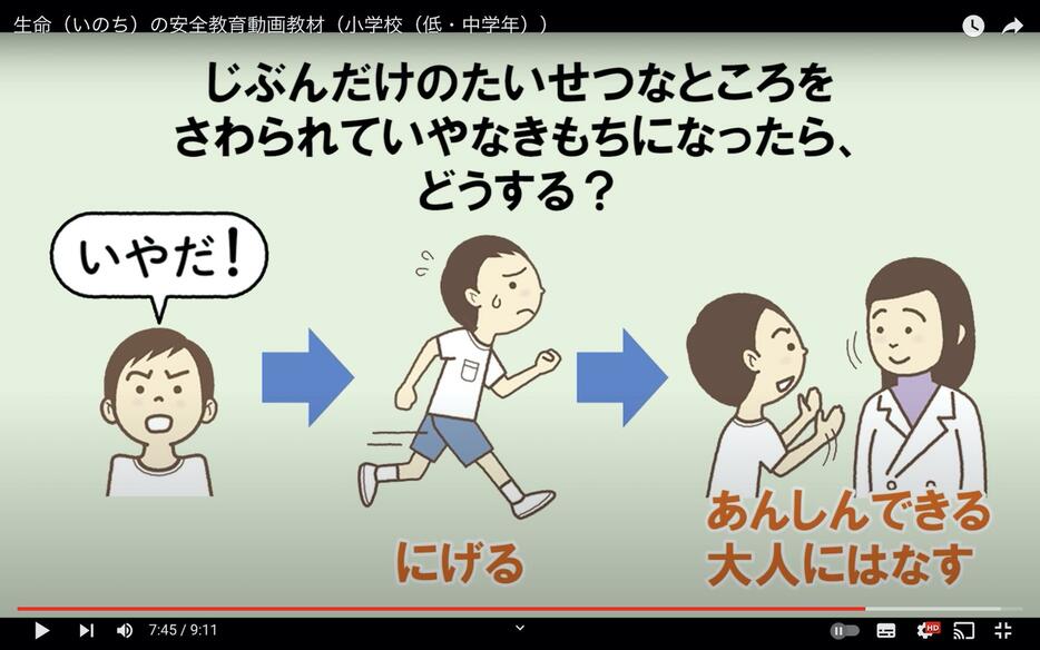 文部科学省のYouTubeチャンネルで公開されている「生命（いのち）の安全教育」動画教材から