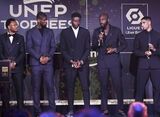 （左から）オペンダ、ダンソ、サンバ、フォファナは、UNFP主催のアワードでリーグ・アンのベスト11に選ばれた。(C) Getty Images