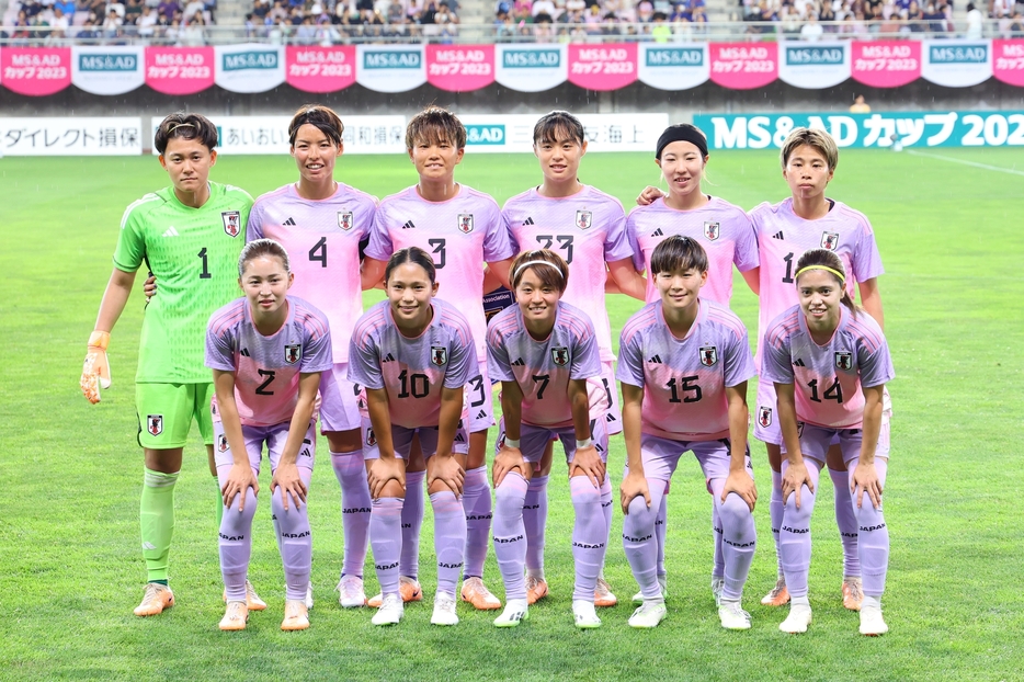 W杯前最後の親善試合での女子日本代表（写真：長田洋平/アフロスポーツ）