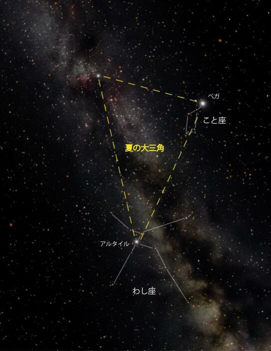 夏の大三角_こと座とわし座（写真提供：葛飾区郷土と天文の博物館）