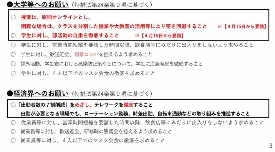 [資料]大学へのお願い（大阪府公式サイトから）